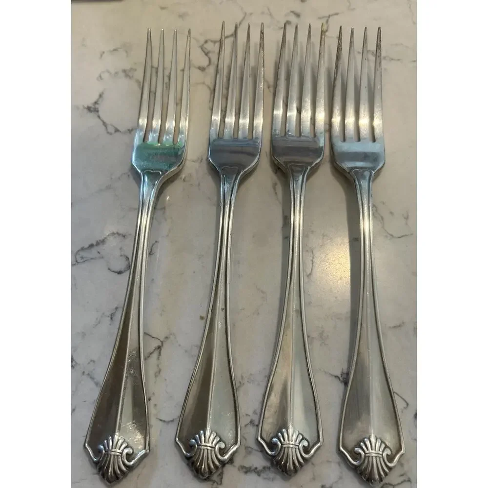 Vtg Rogers 1881 Oneida King James Pattern‎ Silverplate Set of 4 Dinner Forks
